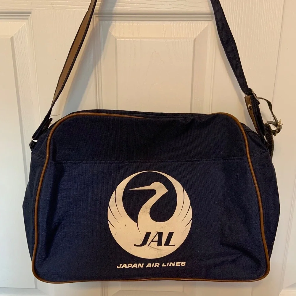 Vintage 1970s Japan Air Lines JAL Canvas Carry-On Bag